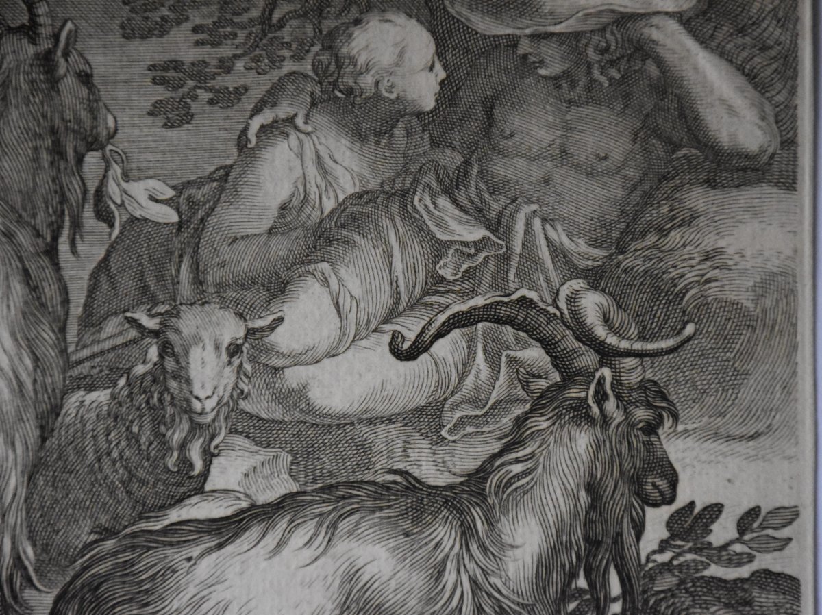 Boetius Adamsz Bolswert After Abraham Bloemaert, Goats And An Amourous Couple (1611)-photo-4