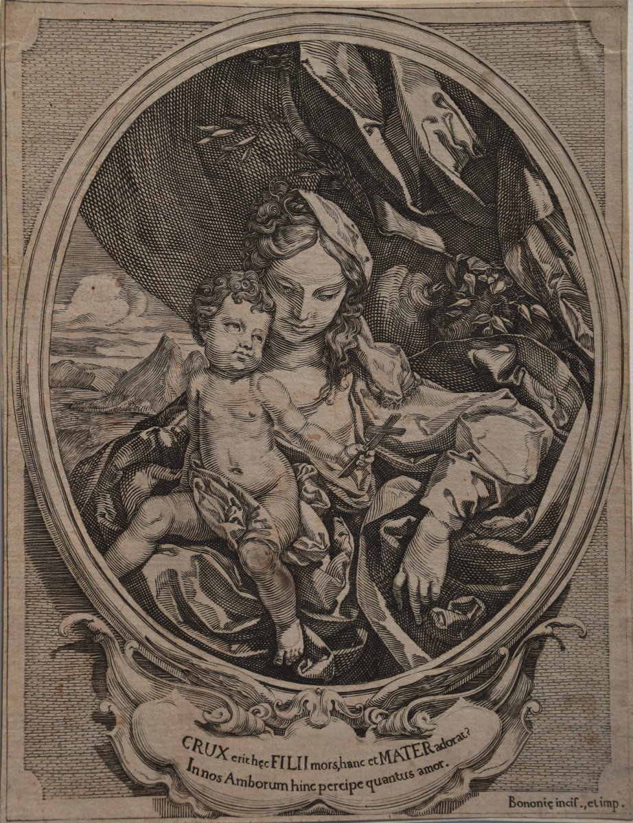 École italienne, Vierge avec l’enfant Jésus tenant une petite croix (vers 1740)-photo-2