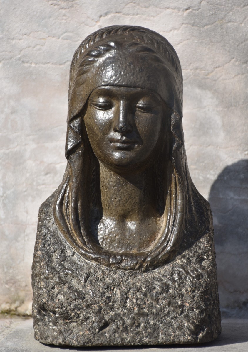 Joseph Bernard (vienne 1866 - Boulogne-billancourt 1931), Head Of A Veiled Woman (circa 1920)-photo-2