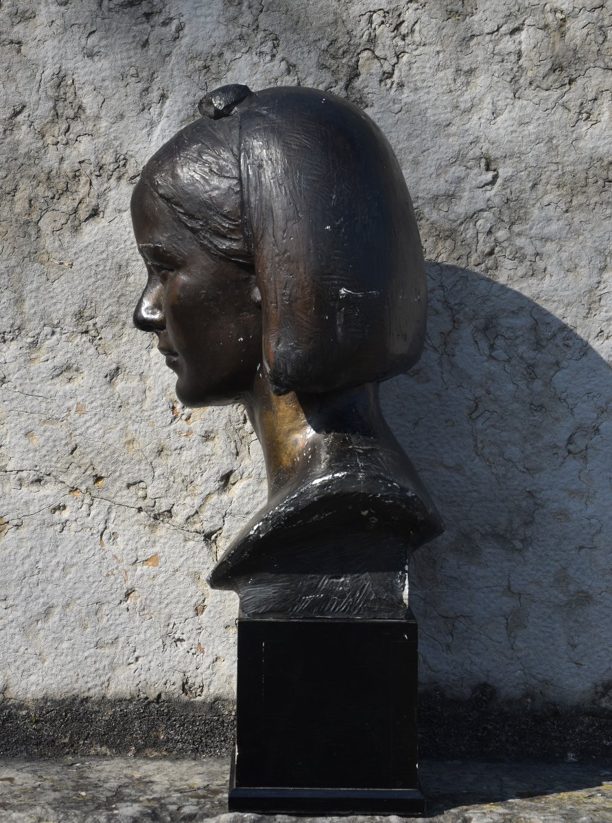 Gabriel Rispal (bordeaux 1892 - Châtillon 1970), Bust Of Young Woman (circa 1960)-photo-3