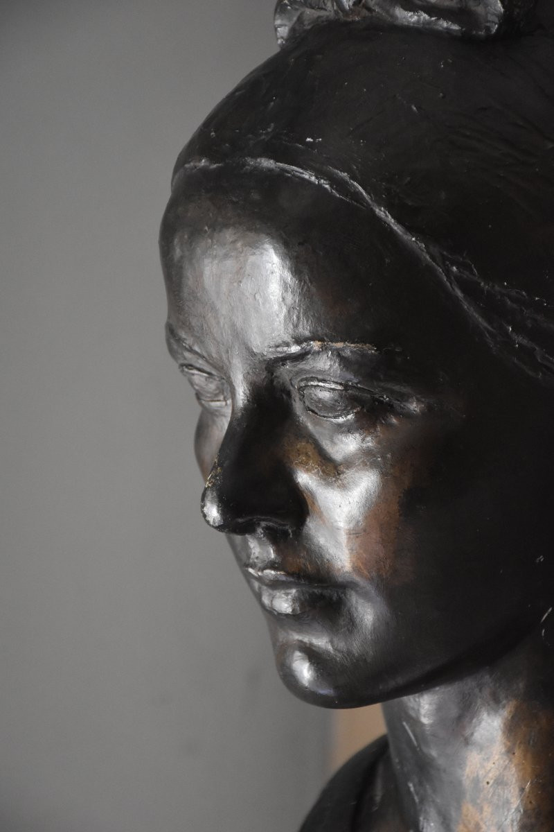 Gabriel Rispal (bordeaux 1892 - Châtillon 1970), Bust Of Young Woman (circa 1960)-photo-5