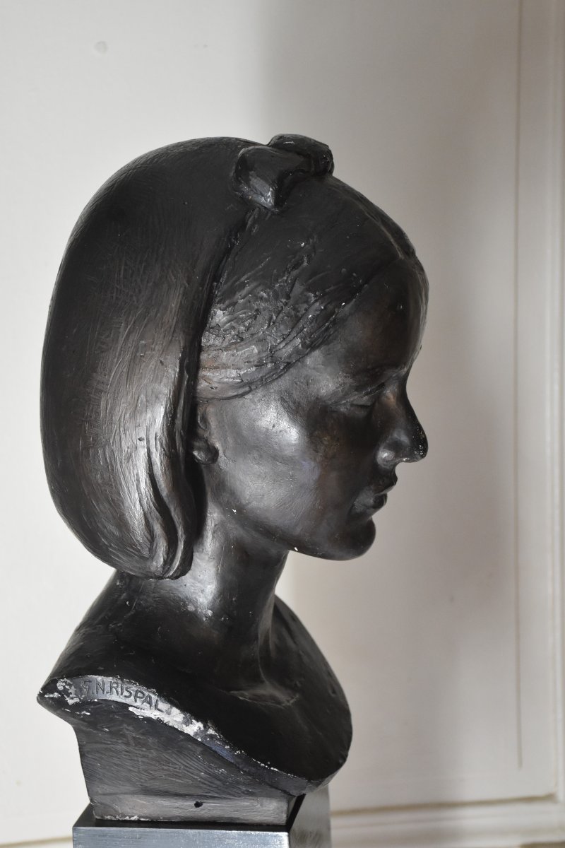 Gabriel Rispal (bordeaux 1892 - Châtillon 1970), Bust Of Young Woman (circa 1960)-photo-6