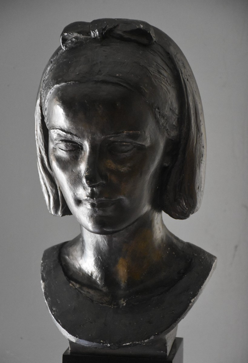 Gabriel Rispal (bordeaux 1892 - Châtillon 1970), Bust Of Young Woman (circa 1960)
