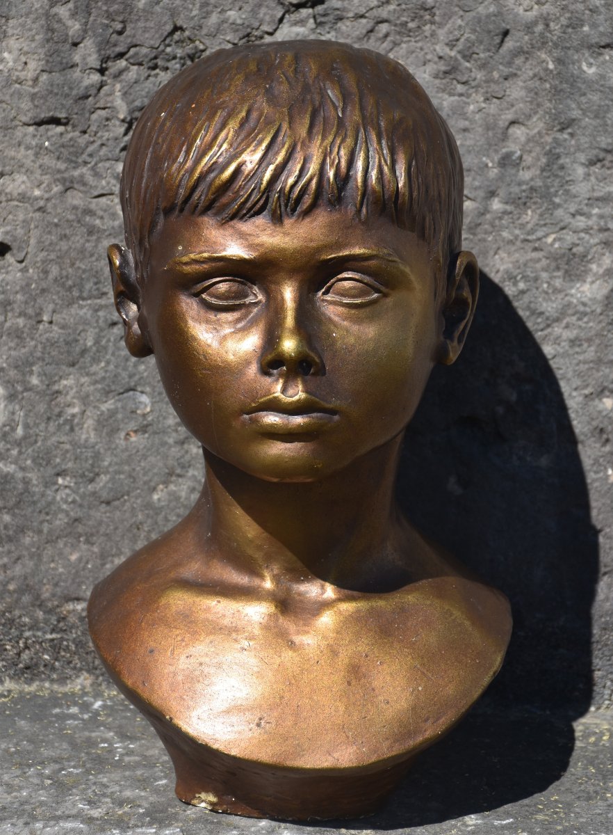 Marie-Hélène MESTRALLET (Éc. Lyonnaise), Buste de garçon (1964)-photo-2