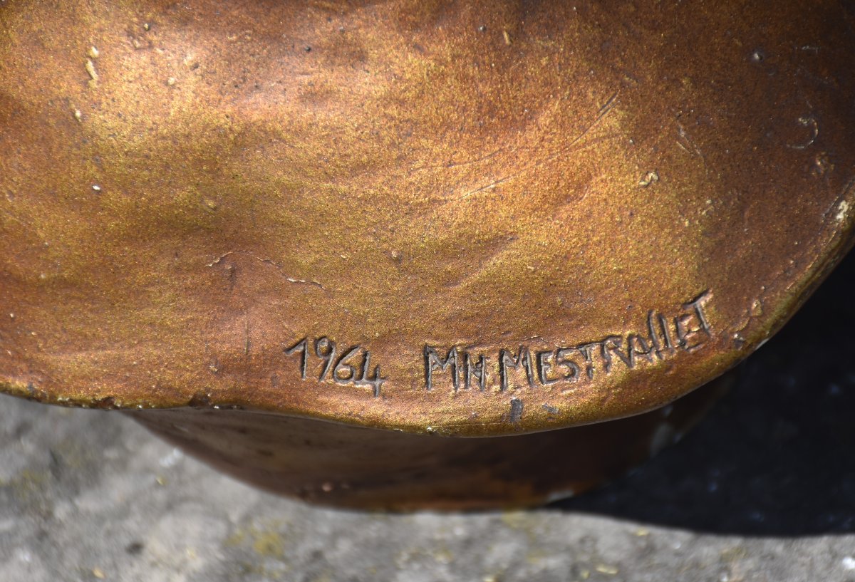 Marie-Hélène MESTRALLET (Éc. Lyonnaise), Buste de garçon (1964)-photo-3