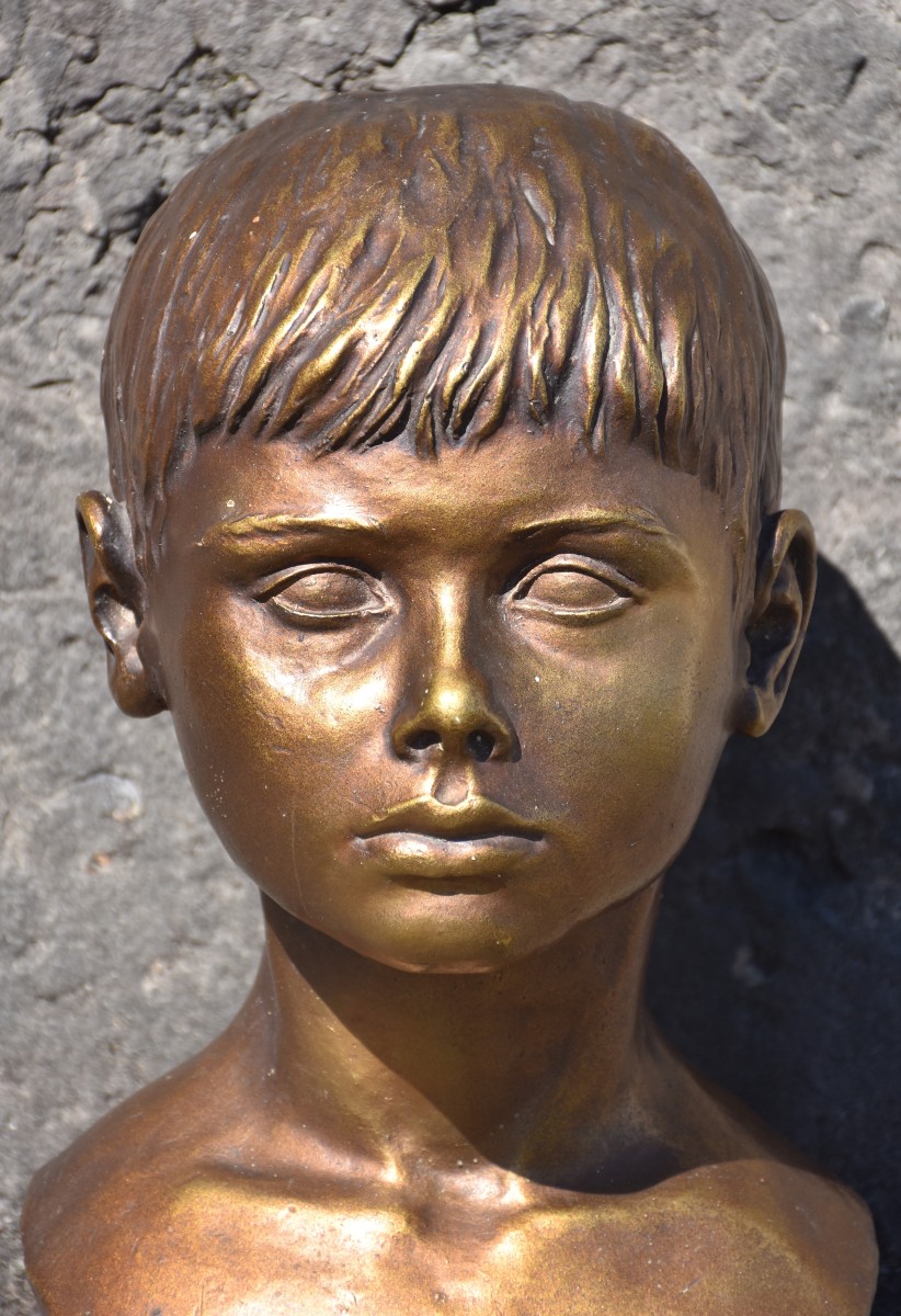 Marie-Hélène MESTRALLET (Éc. Lyonnaise), Buste de garçon (1964)-photo-5