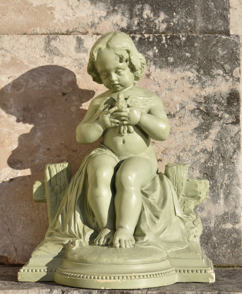 Henri Burdan, Child With Dove (circa 1900)-photo-7