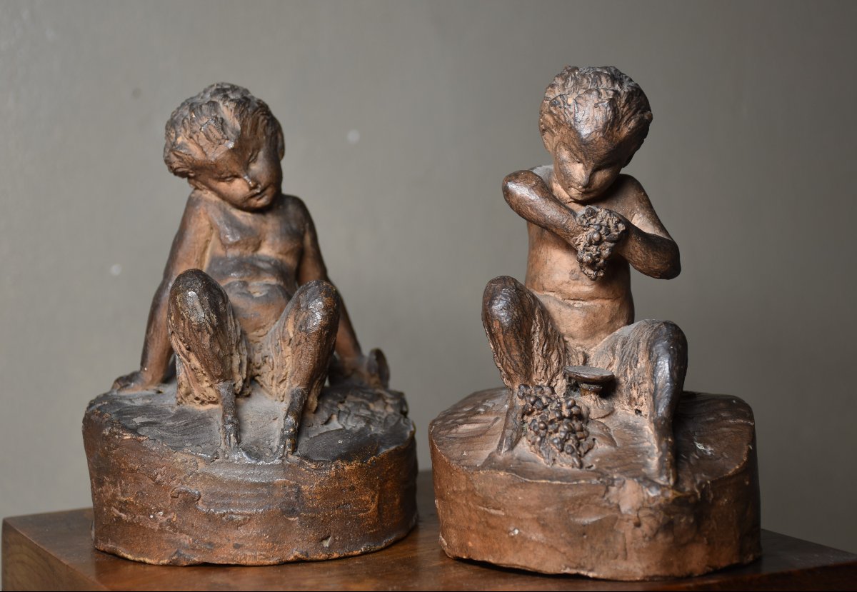 French School (monogrammed Ae), Young Faun Pressing Grapes And Asleep Drunk (1756)-photo-3