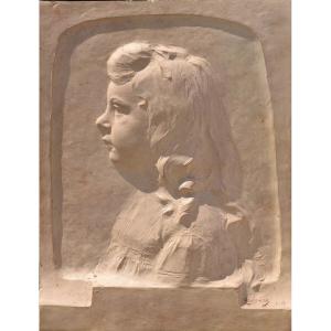 Léon Dufrêne, Bas-relief Of A Young Girl (1913)