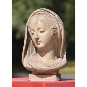 François Noubel, Tête de femme portant un voile, sculpture toulousaine, vers 1800 