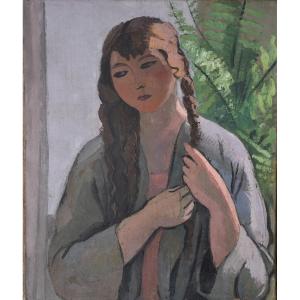 André Auclair, Girl Braiding Her Hair (1929)