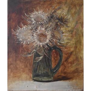 Charles Jung, Thistles In A Green Glass Jug (1900)