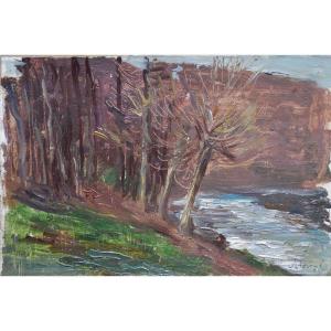 Jean CHALEYÉ (Saint-Étienne 1878 - Le Puy-en-Velay 1960), Sous-bois et la Loire (vers 1910)