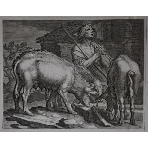 Boetius Adamsz BOLSWERT d’après Abraham BLOEMAERT, L’Enfant prodigue et les cochons (1611)