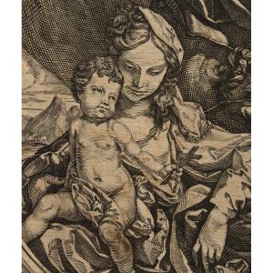 École italienne, Vierge avec l’enfant Jésus tenant une petite croix (vers 1740)