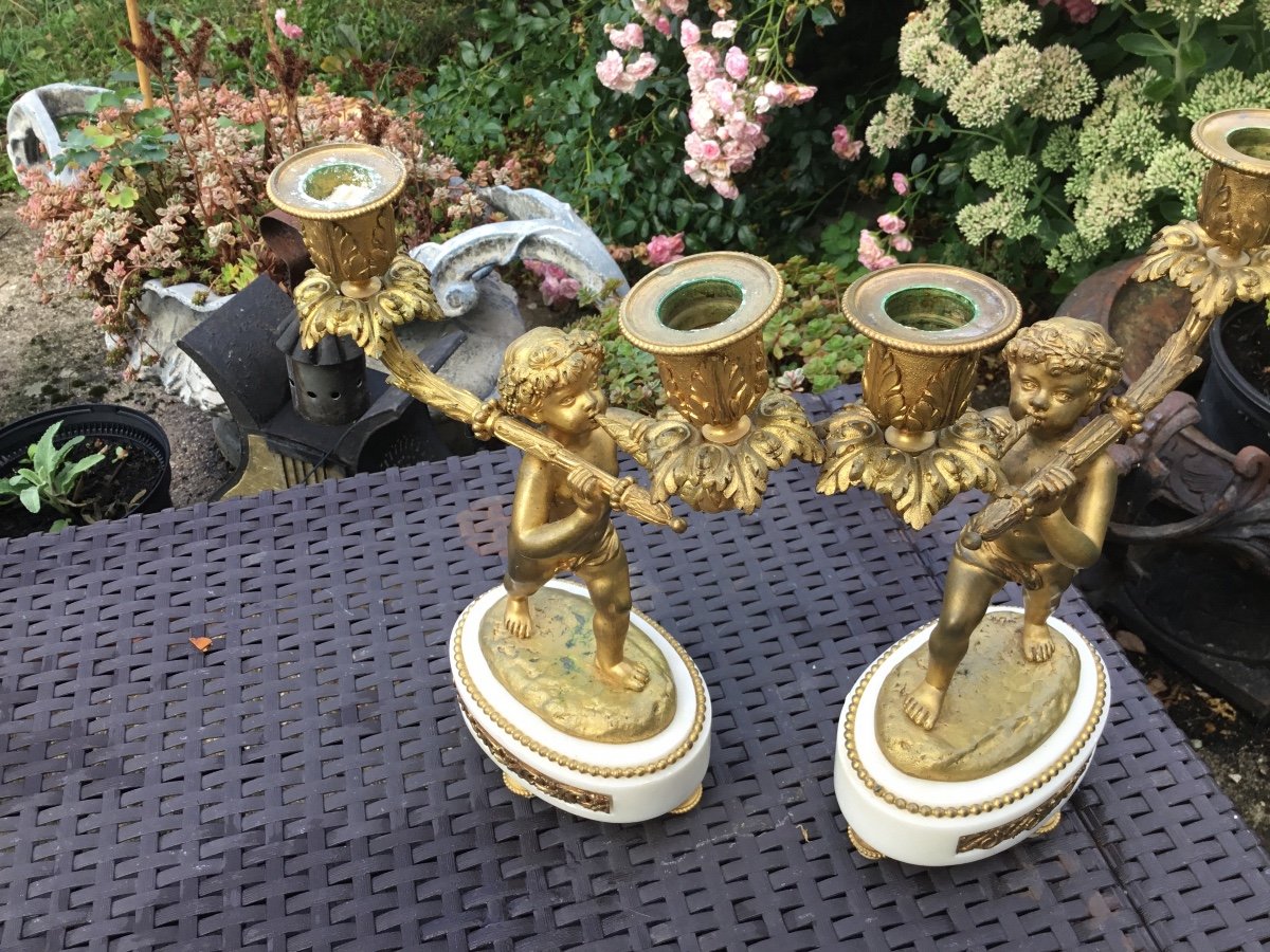 Pair Of Candelabras With Putti From The Napoleon III Period-photo-3
