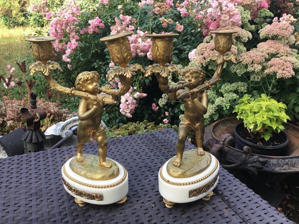 Pair Of Candelabras With Putti From The Napoleon III Period-photo-4