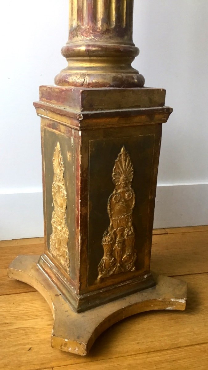 Column In Carved And Gilded Wood With Capital-photo-3