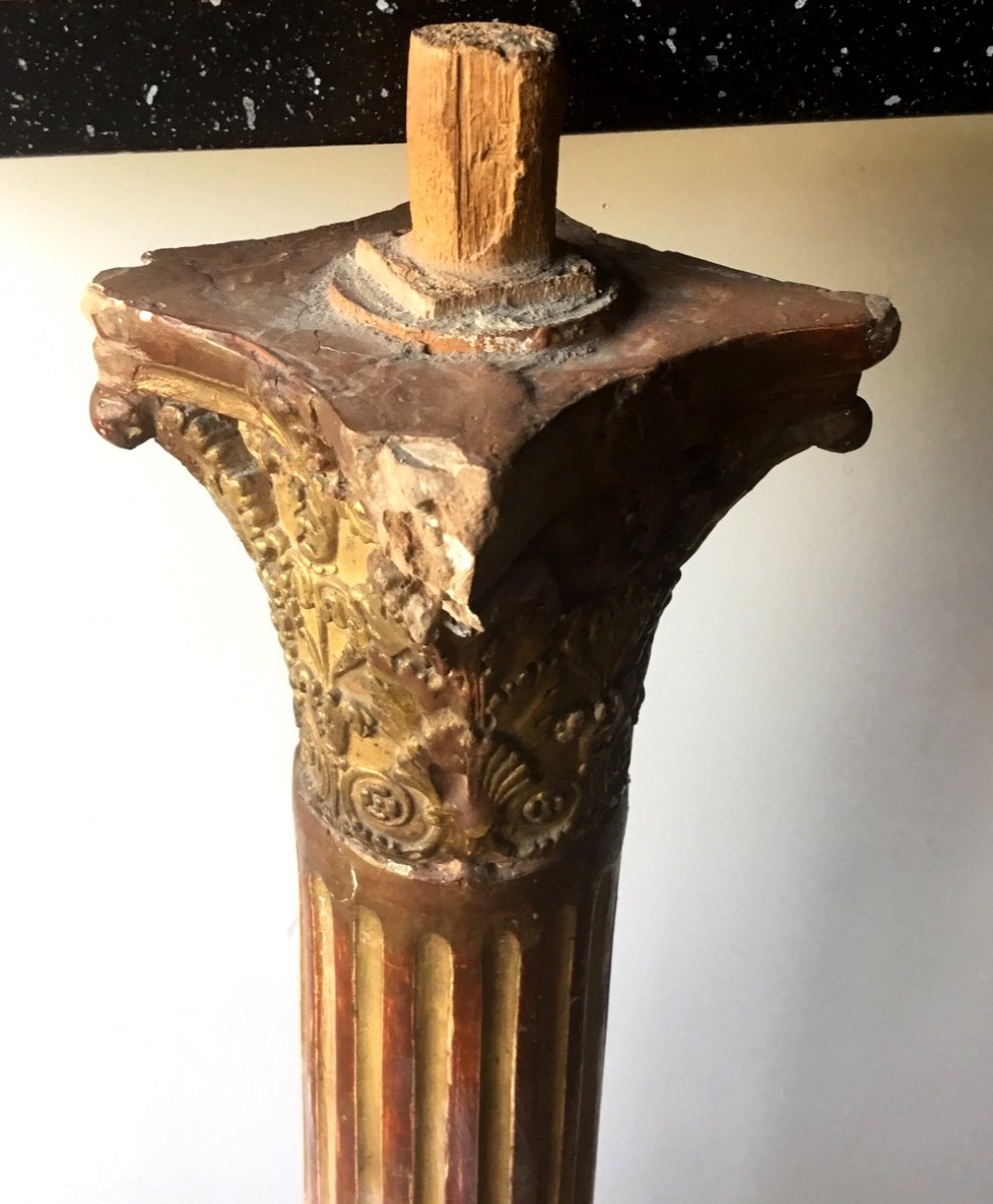 Column In Carved And Gilded Wood With Capital-photo-4