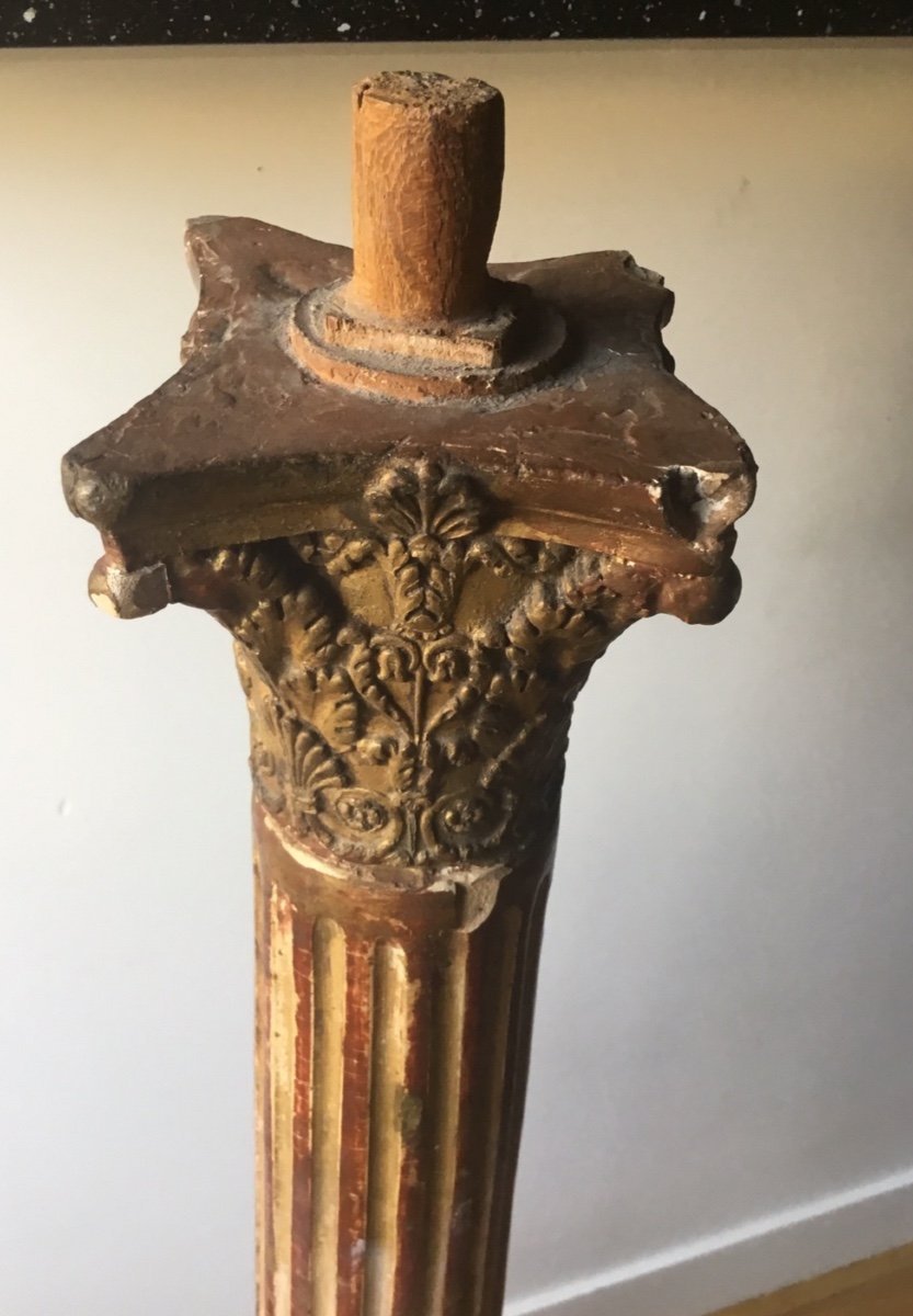 Column In Carved And Gilded Wood With Capital-photo-1