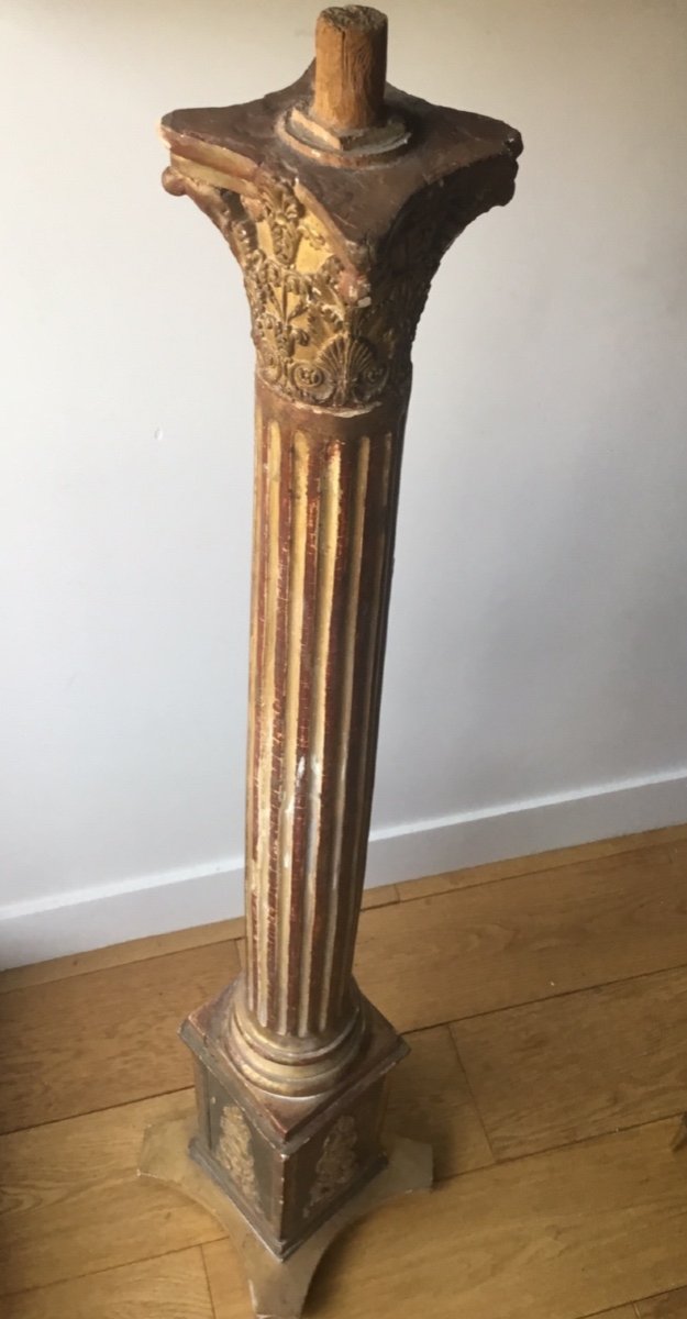 Column In Carved And Gilded Wood With Capital-photo-4
