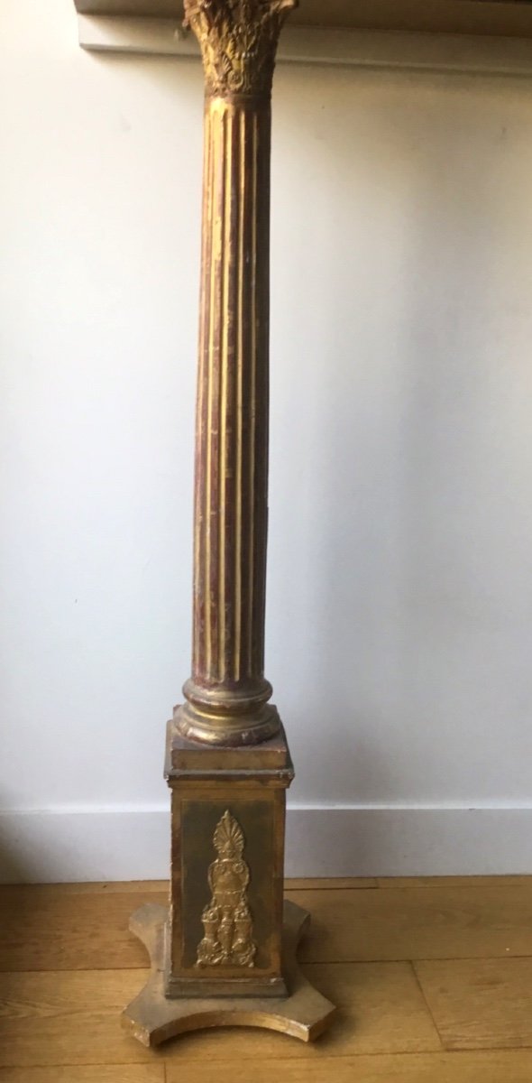 Column In Carved And Gilded Wood With Capital-photo-6