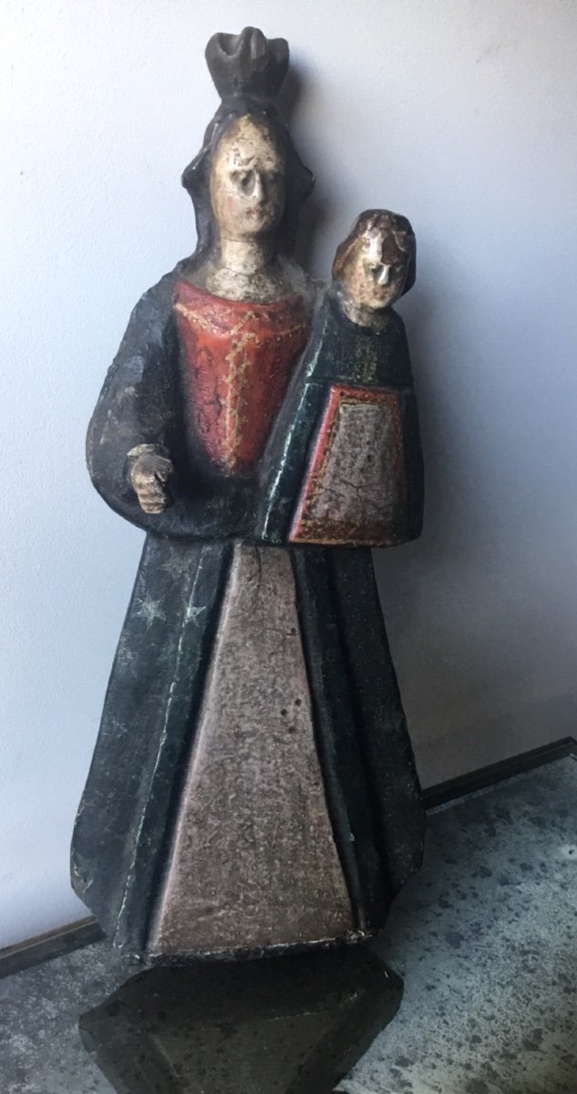 Petite Vierge à L’enfant Polychrome, XVIIIème 