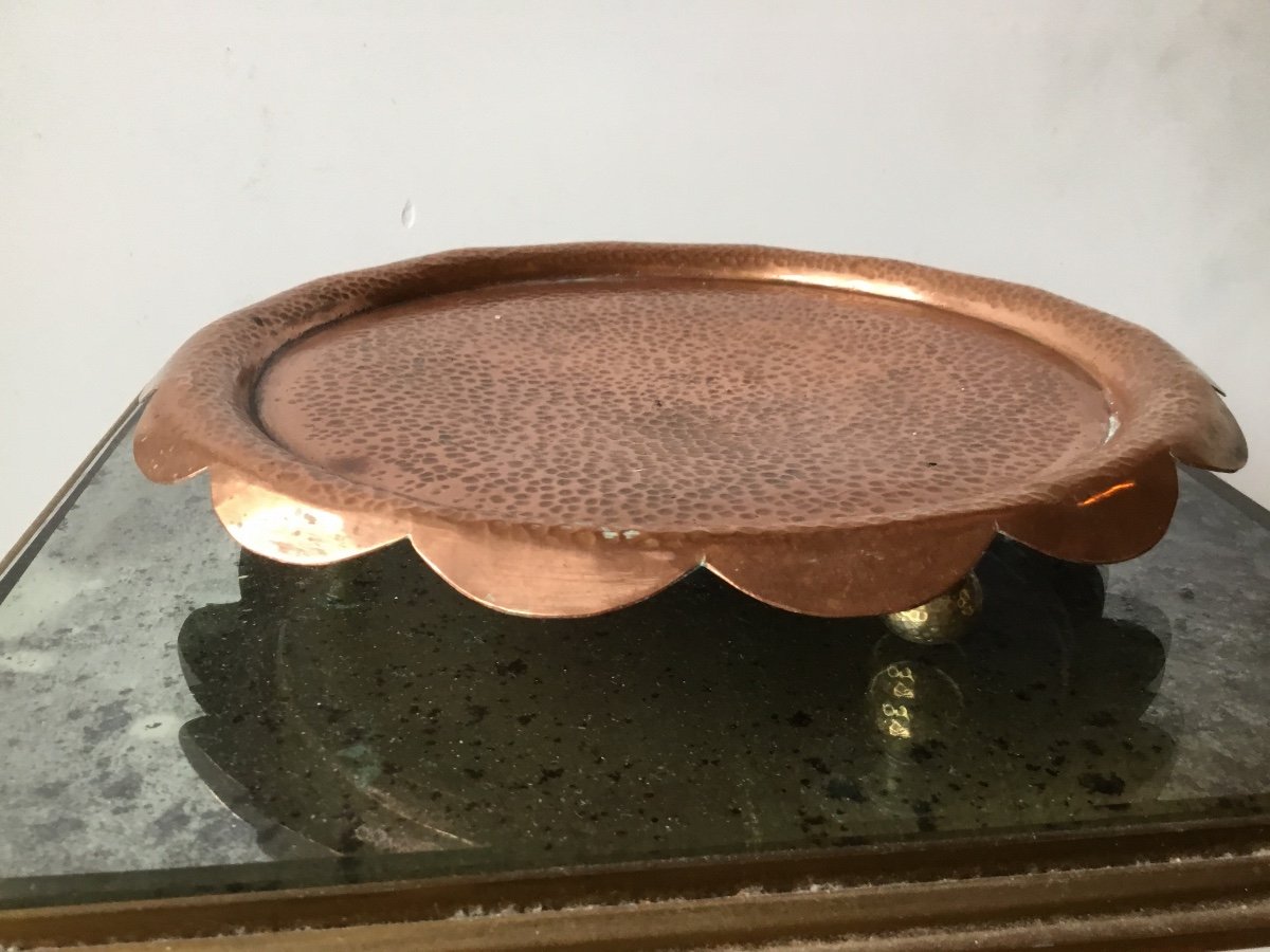 Small Hammered Copper Tray, Flower Corolla-photo-3