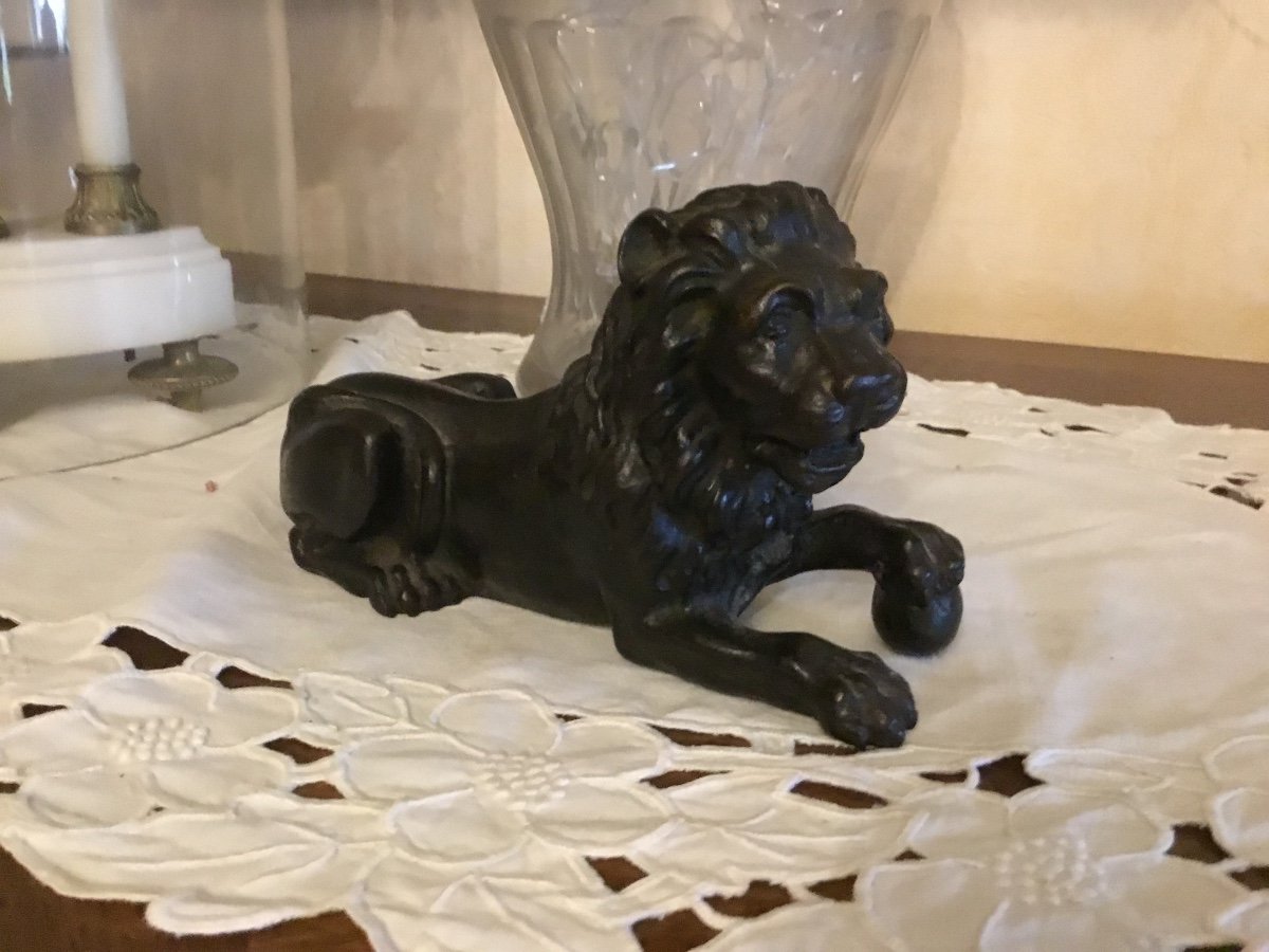 Lion à La Balle En Fonte, XIXème -photo-4