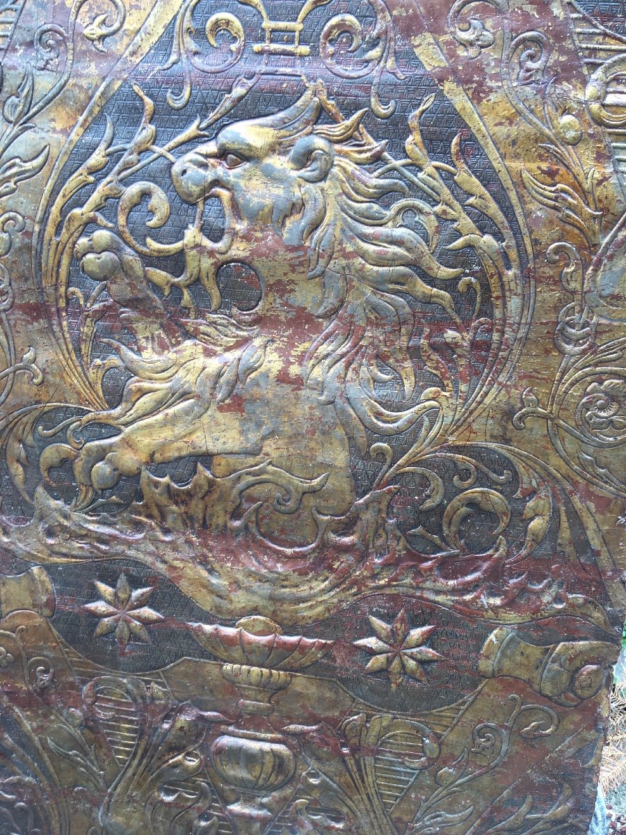 Roaring Lion, Cordoba Leather Panel, XVIIth-photo-1