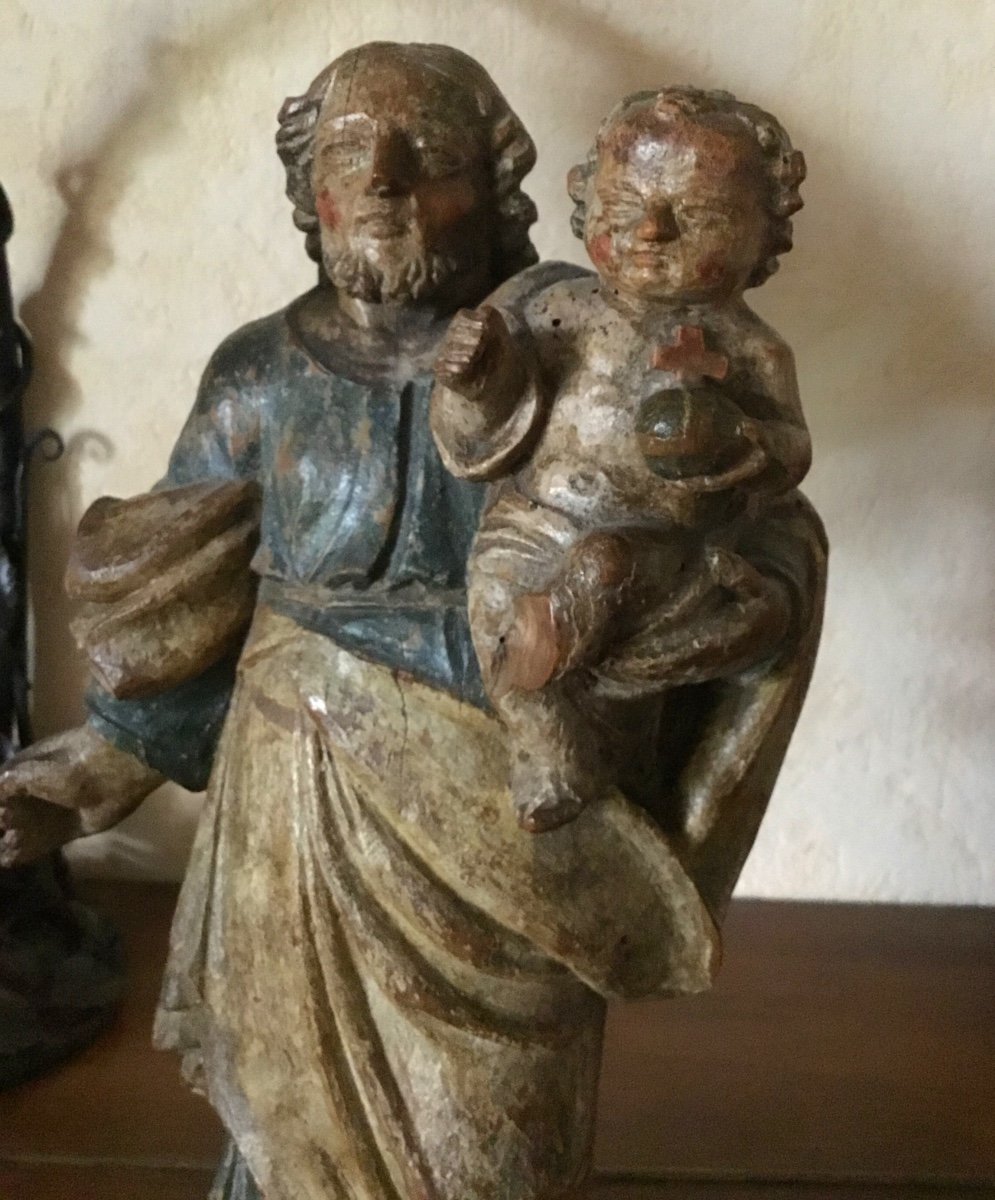 Sculpture  Saint Joseph Et l'Enfant Jésus, Du XVIIème