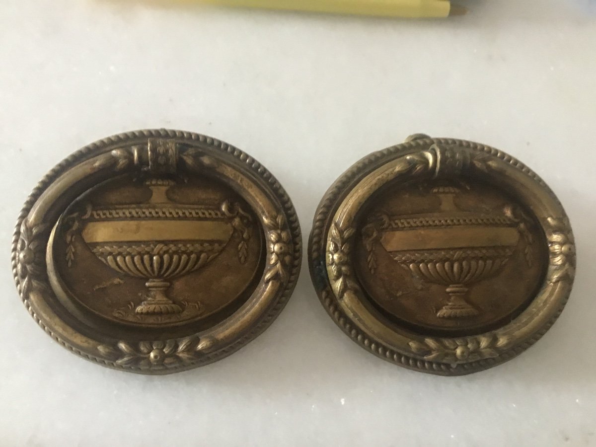 The Pair Of Pull Handles With Antique Vases-photo-2