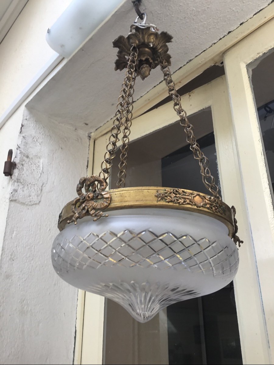 Cut Crystal Ceiling Lamp, Napoleon III Period-photo-2