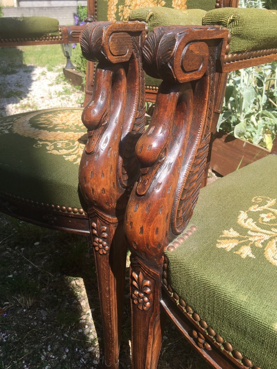 Pair Of Nineteenth Mahogany Gooseneck Armchairs-photo-3