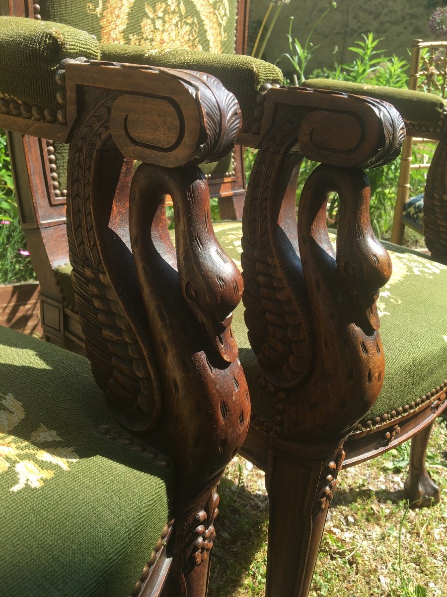 Pair Of Nineteenth Mahogany Gooseneck Armchairs-photo-5