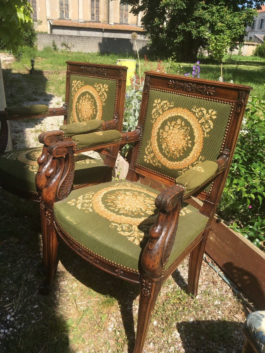 Paire De Fauteuils à Col De Cygne Acajou XIXème-photo-8