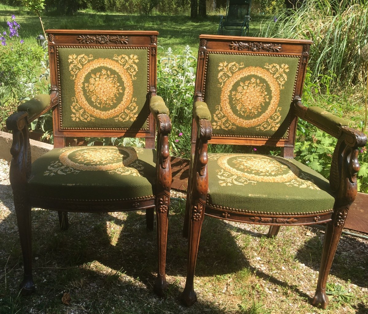 Paire De Fauteuils à Col De Cygne Acajou XIXème