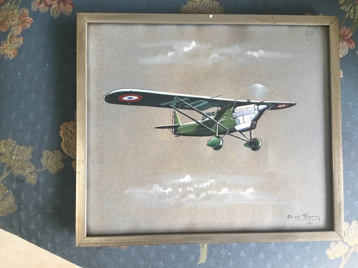 Andre Regnier Gouache On The Theme Of Aviation-photo-3
