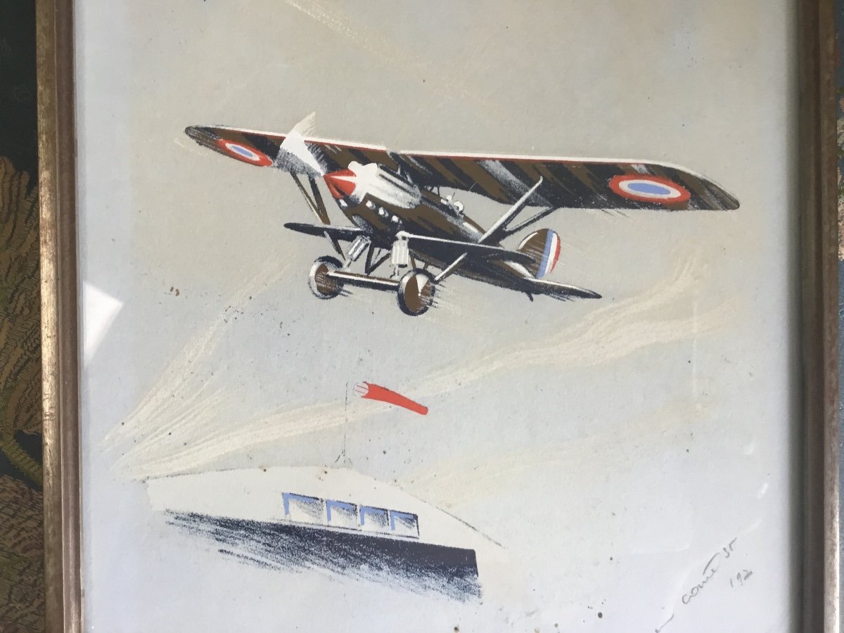 Andre Regnier Gouache On The Theme Of Aviation-photo-1