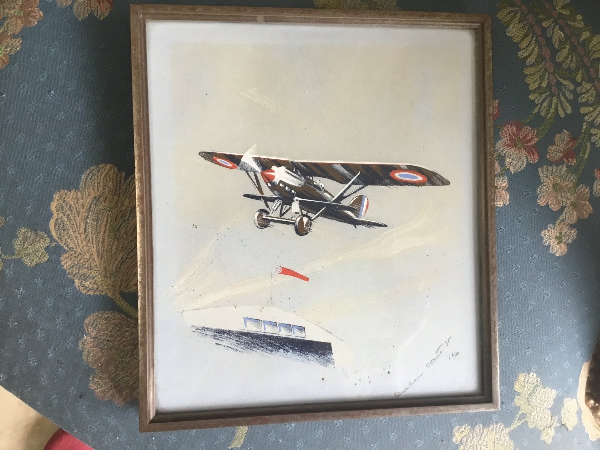 Andre Regnier Gouache On The Theme Of Aviation-photo-2