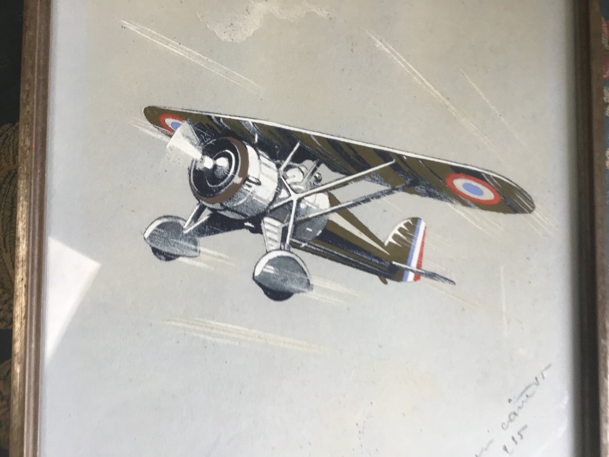 Andre Regnier Gouache On The Theme Of Aviation-photo-5