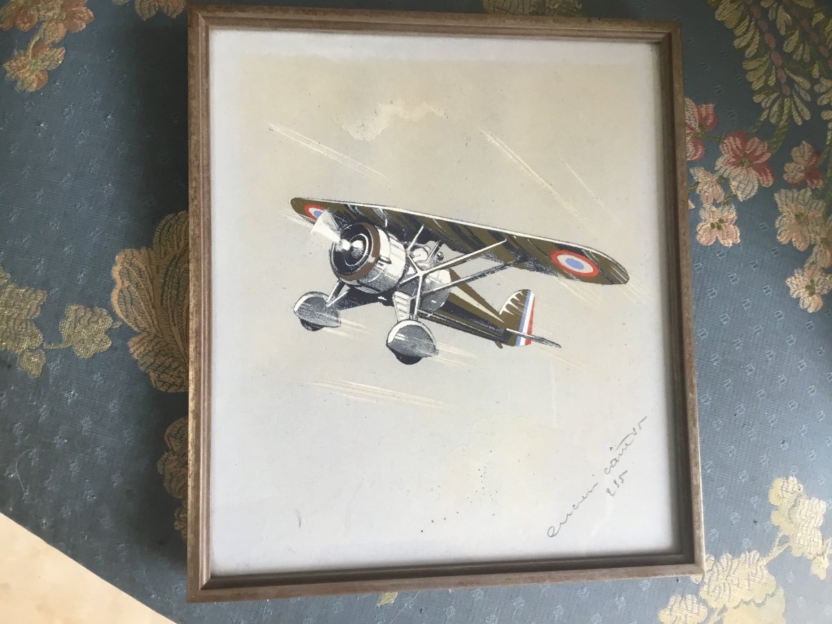 Andre Regnier Gouache On The Theme Of Aviation-photo-6