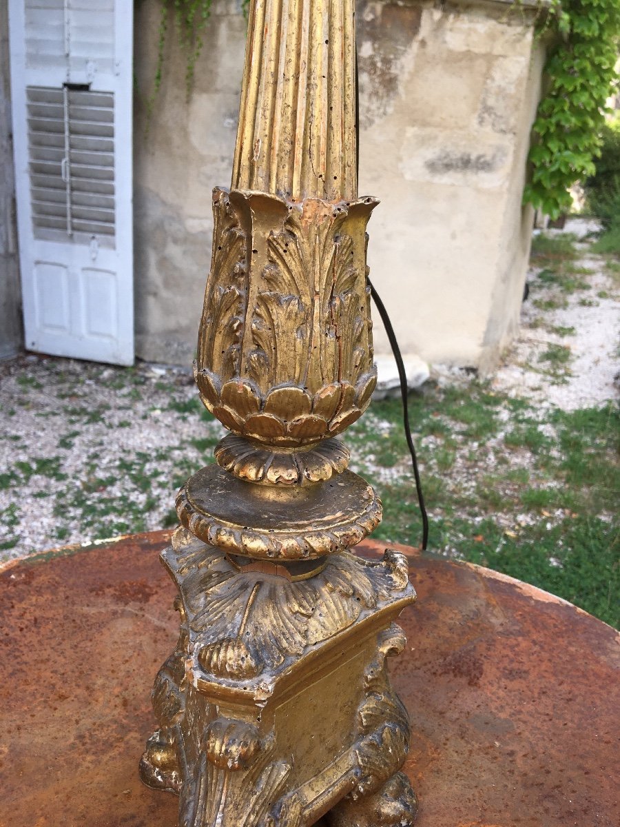 Candlestick In Carved And Gilded Wood-photo-1