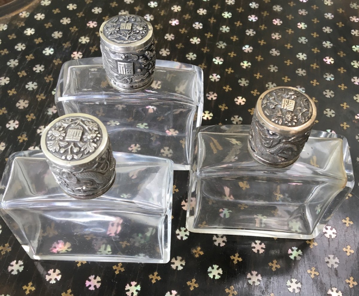 Three Silver Mount Flasks, Indochina-photo-4