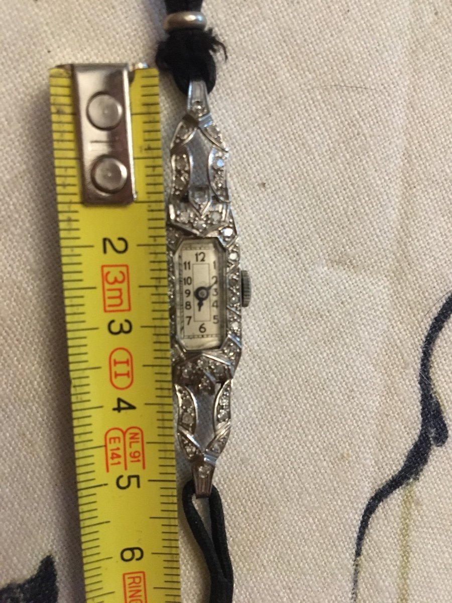 Montre De Dame Art Deco En Platine Diamants-photo-5