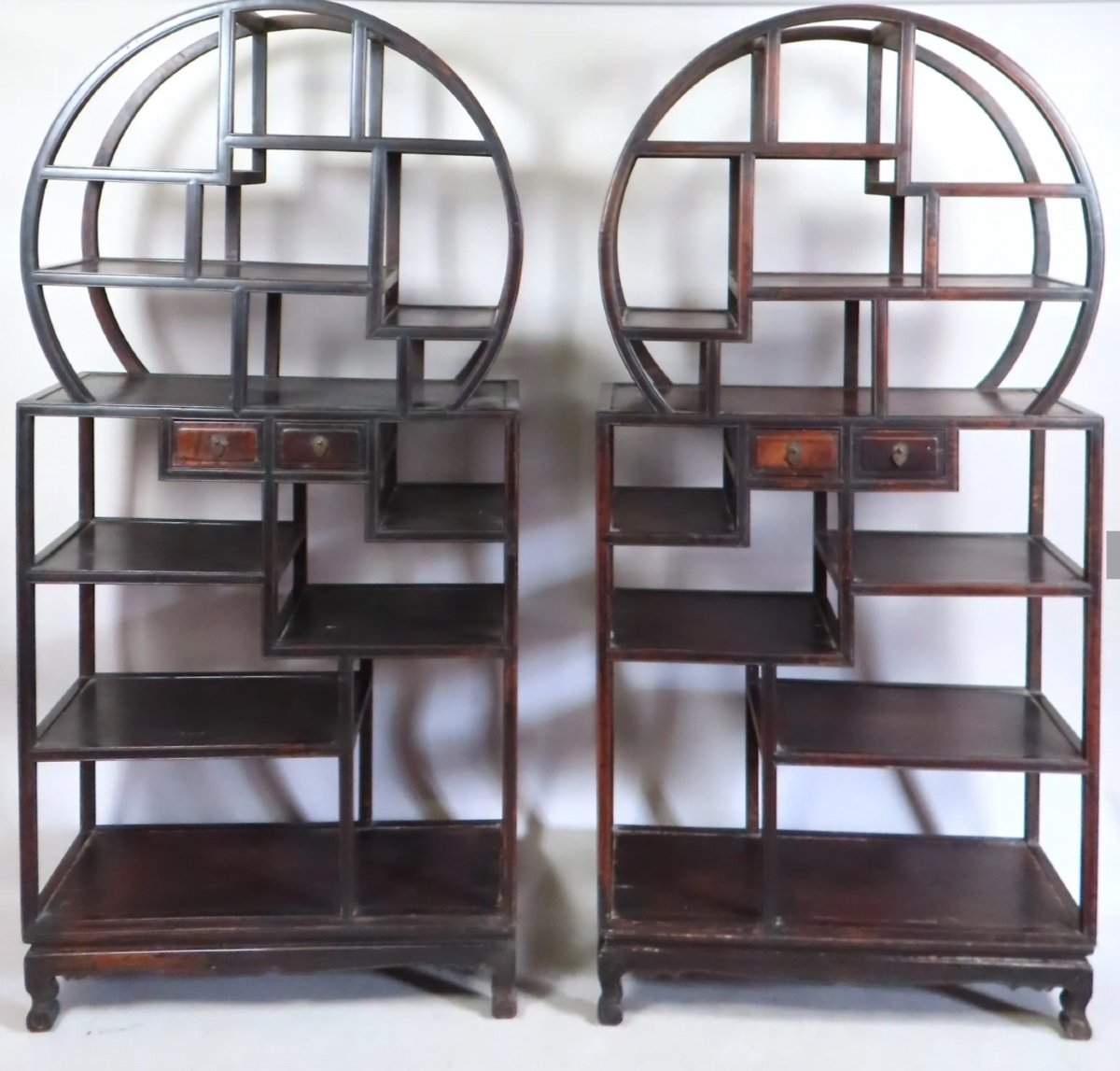 China, Pair Of Large Presentation Shelves