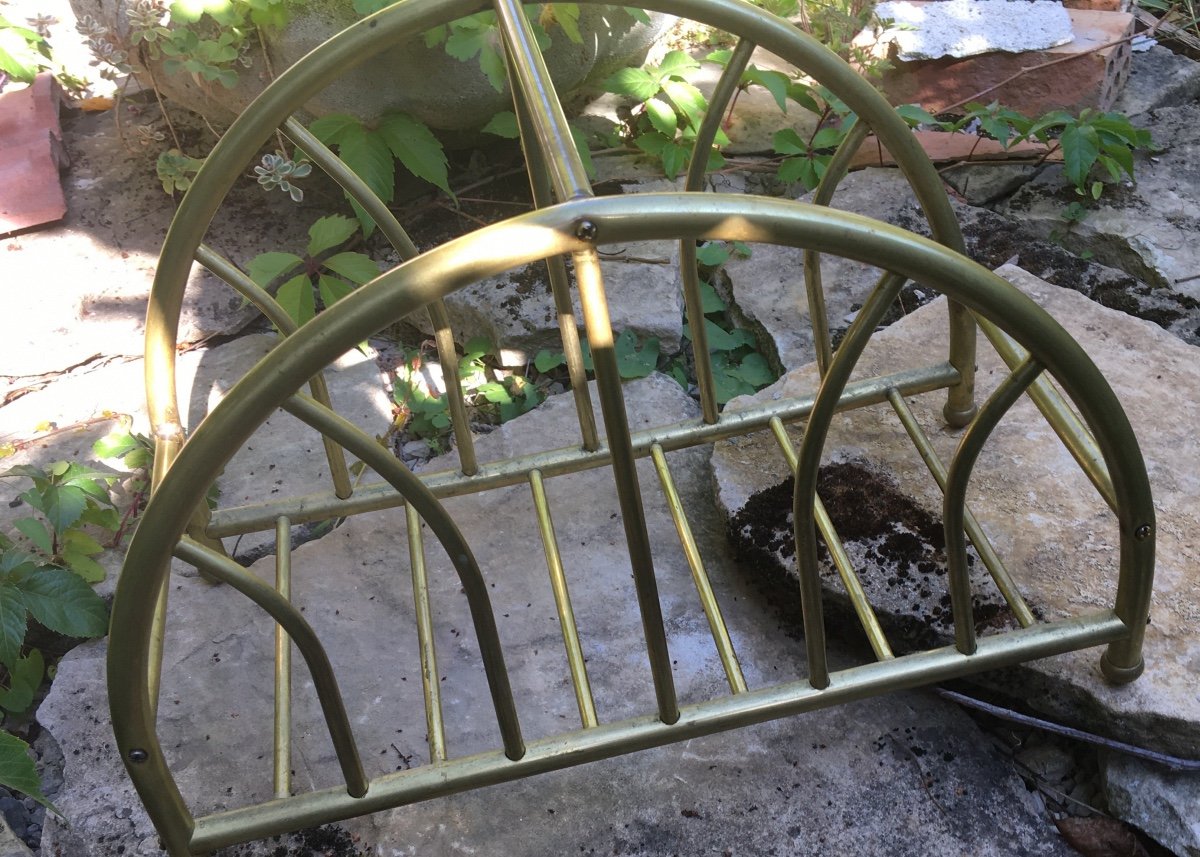 Small Magazine Rack In Golden Brass-photo-4