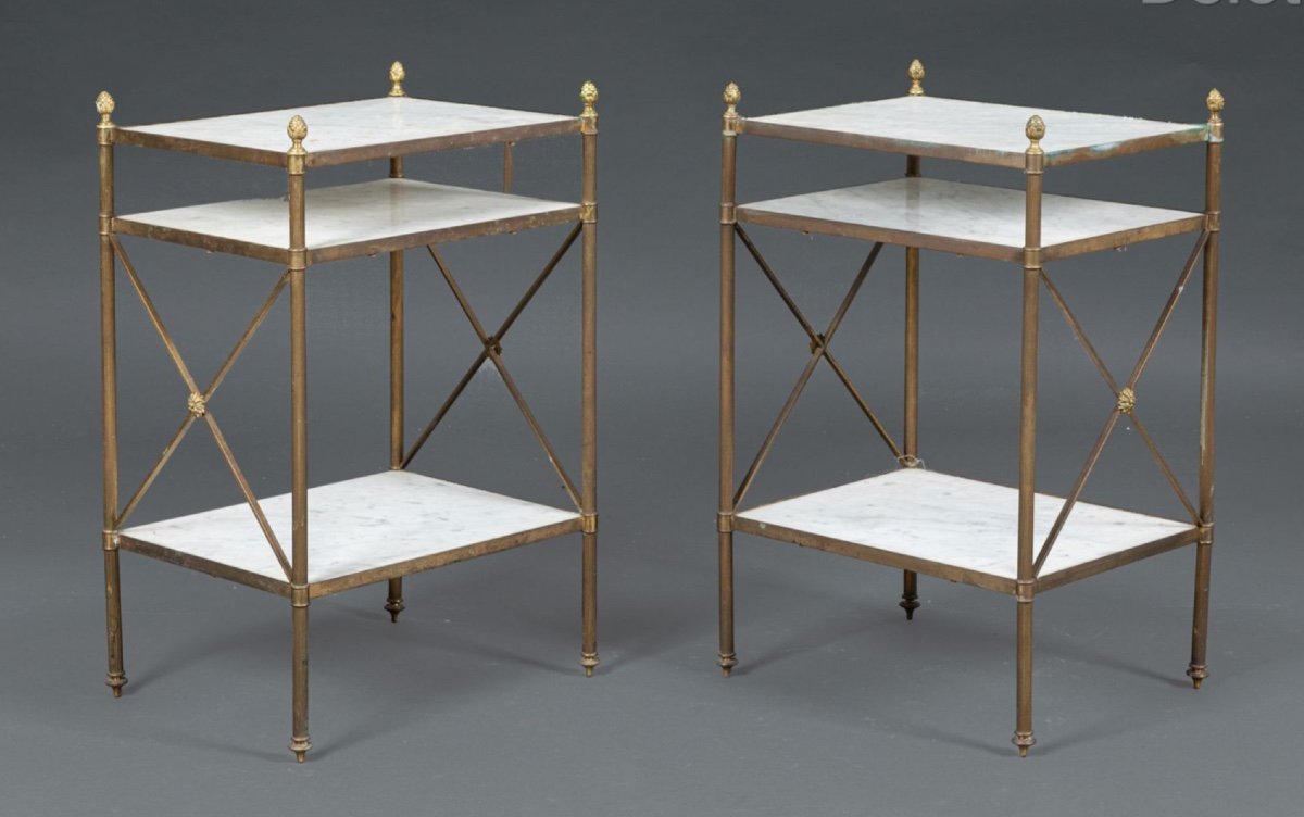 Pair Of Brass And Marble Sofa End Tables Dlg From Jansen