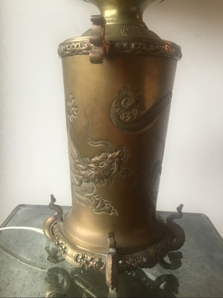 Lampe En Bronze Figurant Un Dragon-photo-3