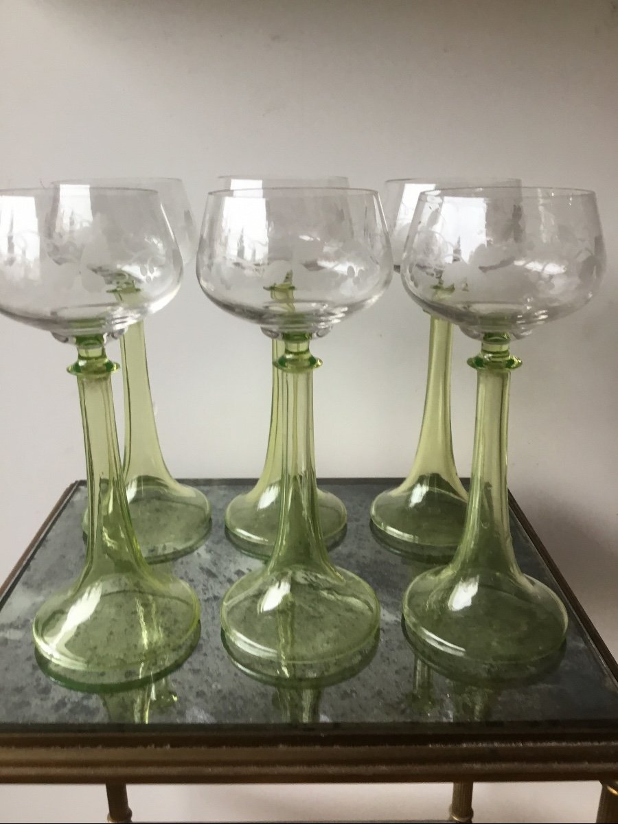 La Suite De 6 Verres à Vin Blanc Roemer, Jambes Creuses -photo-3